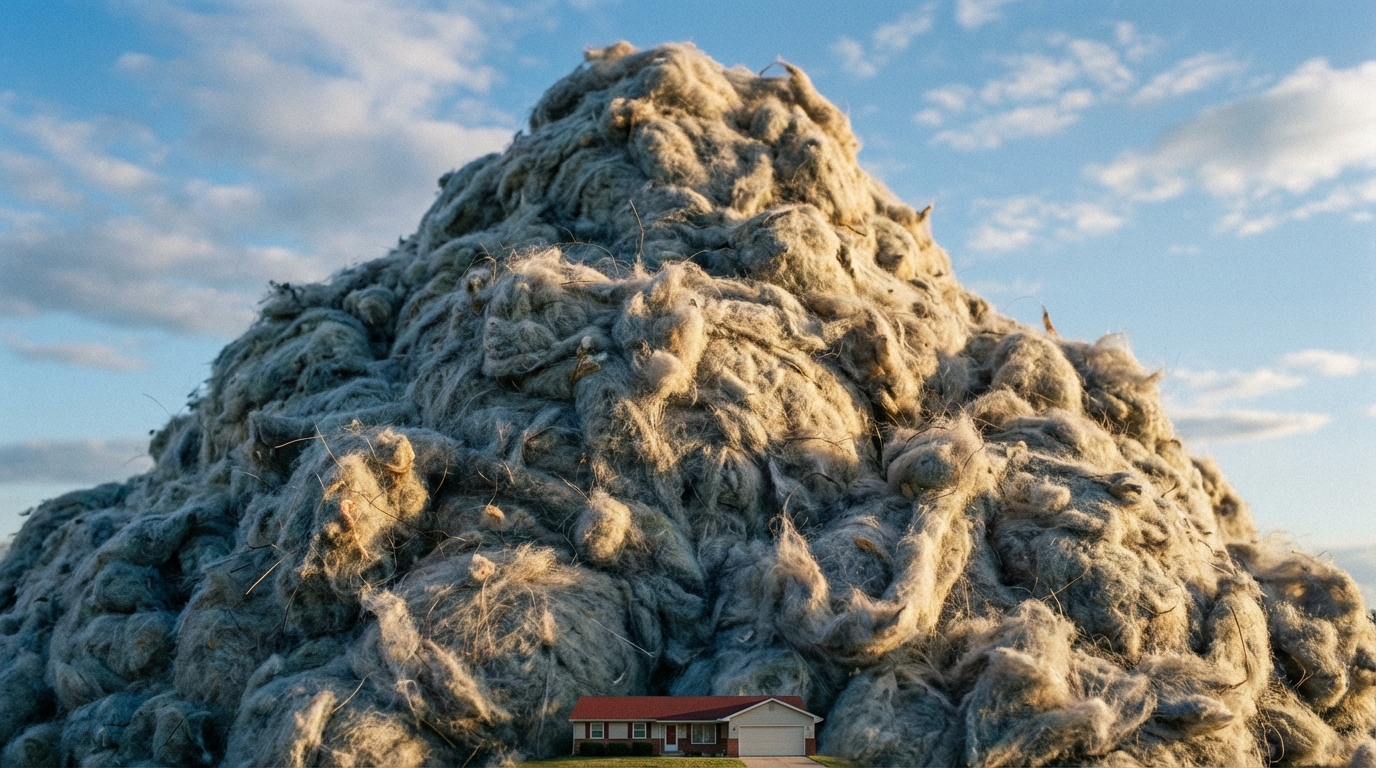The World's Largest Lint Collection — a towering monument of collected lint fibers visible against the sky
